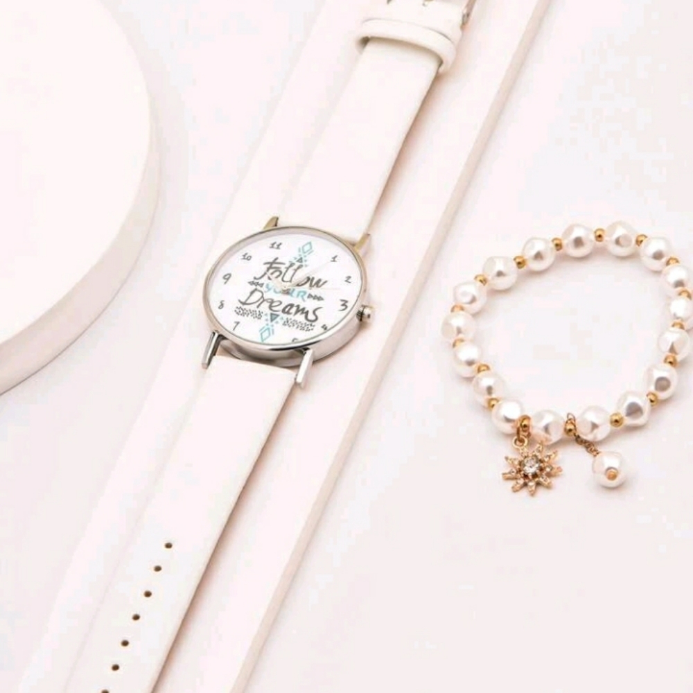 Follow Your Dreams Round Pointer Quartz Watch and Bracelet Set - Picture 3 of 5
